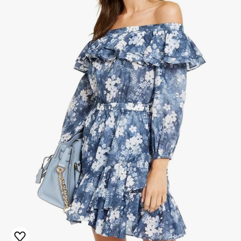 Michael Michael Kors Women's‎ Cotton Off-The-Shoulder Ruffle Mini Dress
